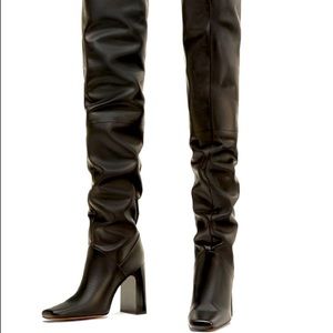ZARA OVER THE KNEE LEATHER BOOT SZ. 37/6.5!!